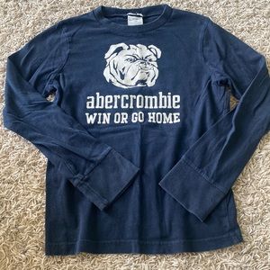 Abercrombie & Fitch youth boys long sleeve t shirt bulldogs navy sporty